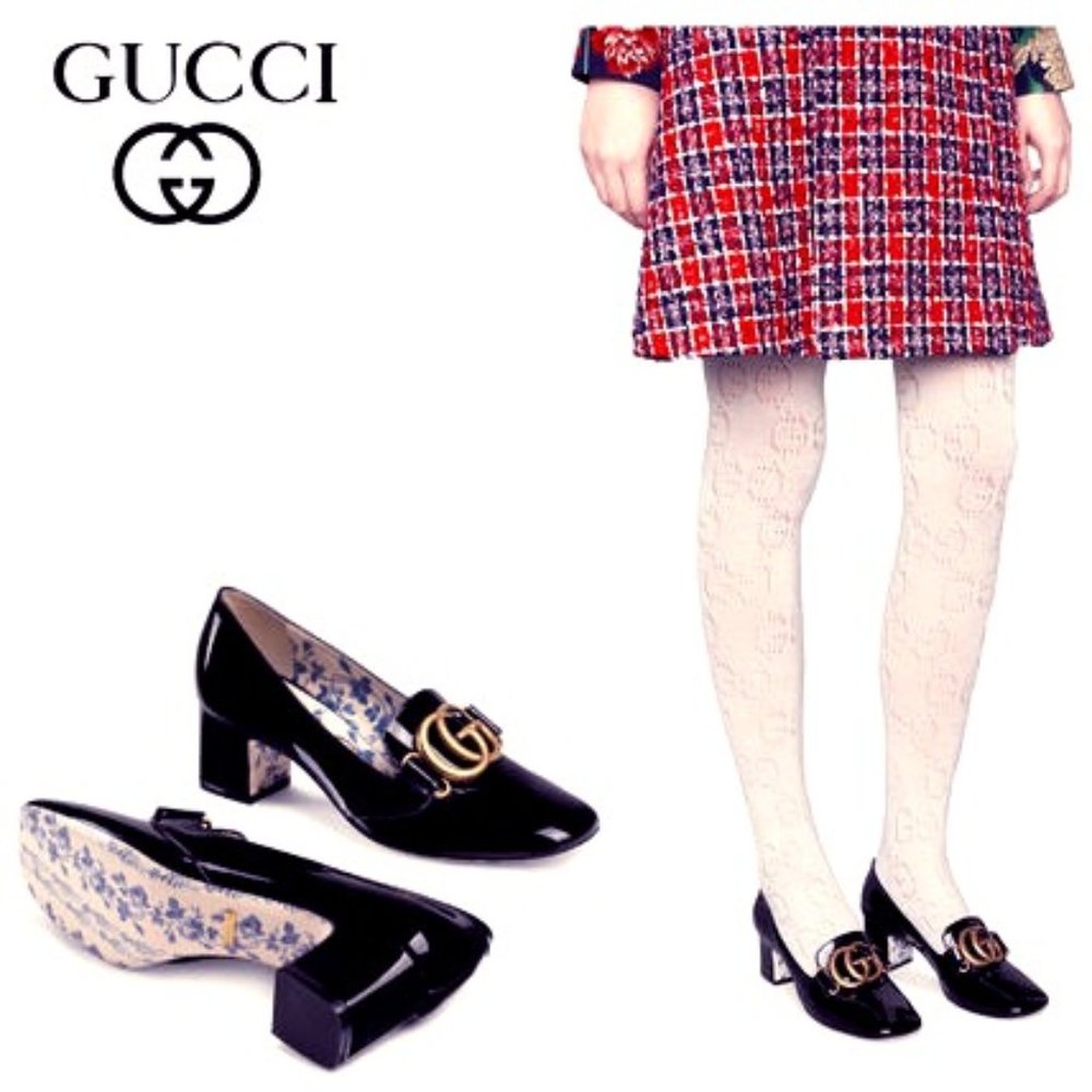 Gucci Womens Calfskin GG Marmont Mid Heel Pump NIB - Picture 3 of 15